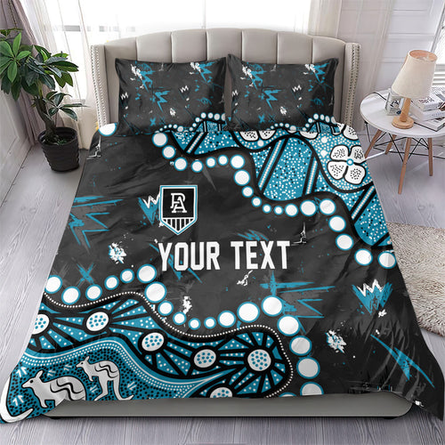 Personalized Port Adelaide Power Bedding Set Aboriginal Pattern with Graffiti Style