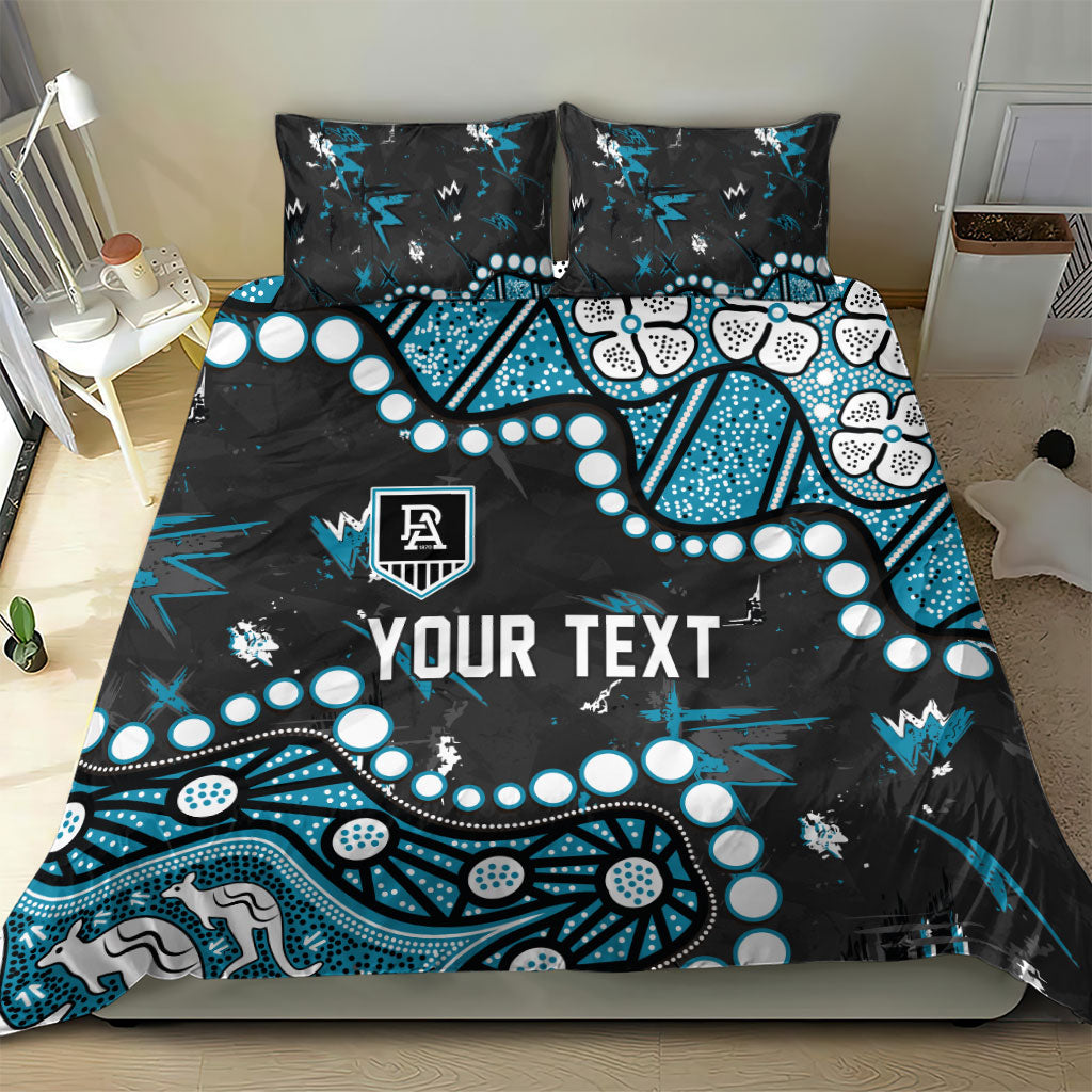 Personalized Port Adelaide Power Bedding Set Aboriginal Pattern with Graffiti Style