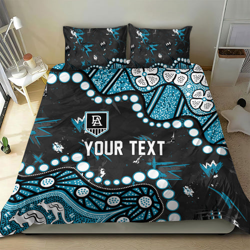 Personalized Port Adelaide Power Bedding Set Aboriginal Pattern with Graffiti Style