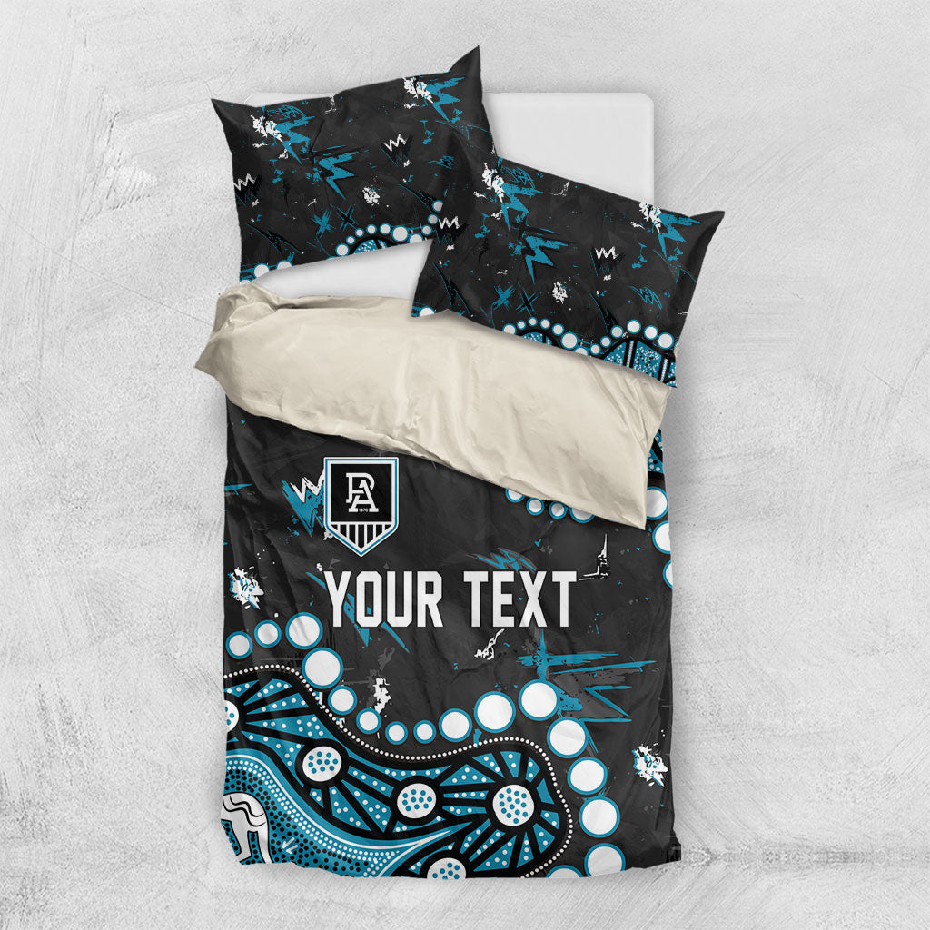 Personalized Port Adelaide Power Bedding Set Aboriginal Pattern with Graffiti Style