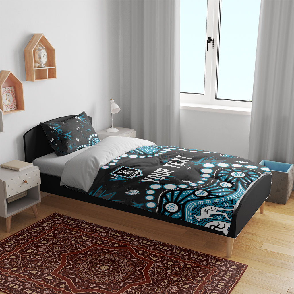 Personalized Port Adelaide Power Bedding Set Aboriginal Pattern with Graffiti Style