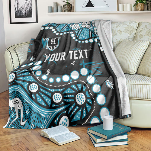 Personalized Port Adelaide Power Blanket Aboriginal Pattern with Graffiti Style