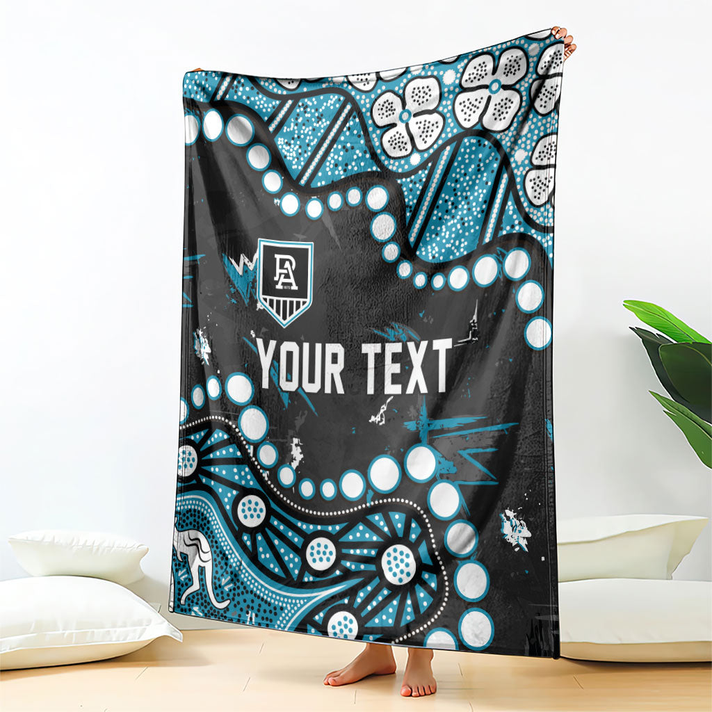 Personalized Port Adelaide Power Blanket Aboriginal Pattern with Graffiti Style