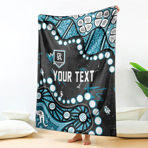 Personalized Port Adelaide Power Blanket Aboriginal Pattern with Graffiti Style