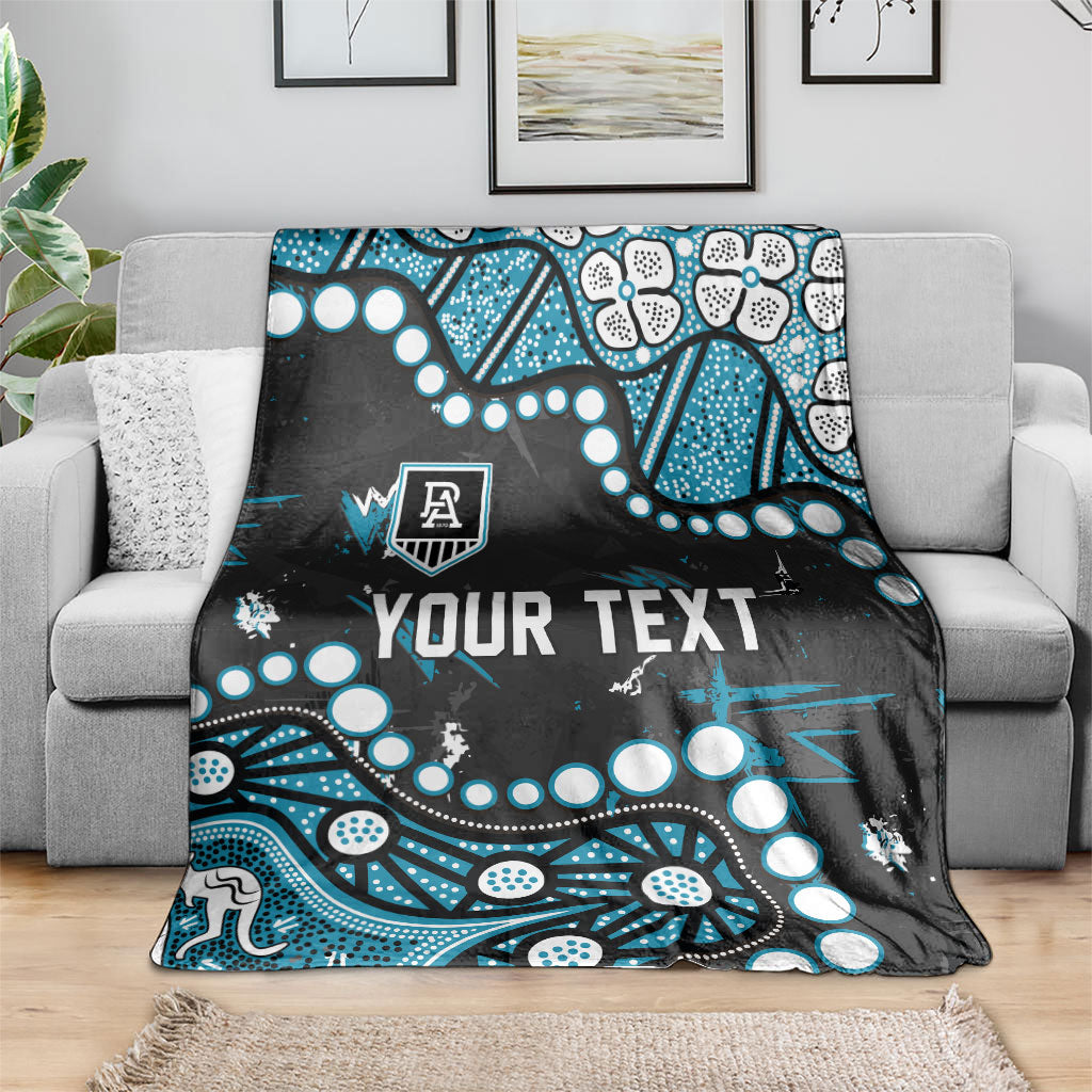 Personalized Port Adelaide Power Blanket Aboriginal Pattern with Graffiti Style