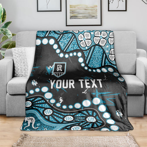 Personalized Port Adelaide Power Blanket Aboriginal Pattern with Graffiti Style