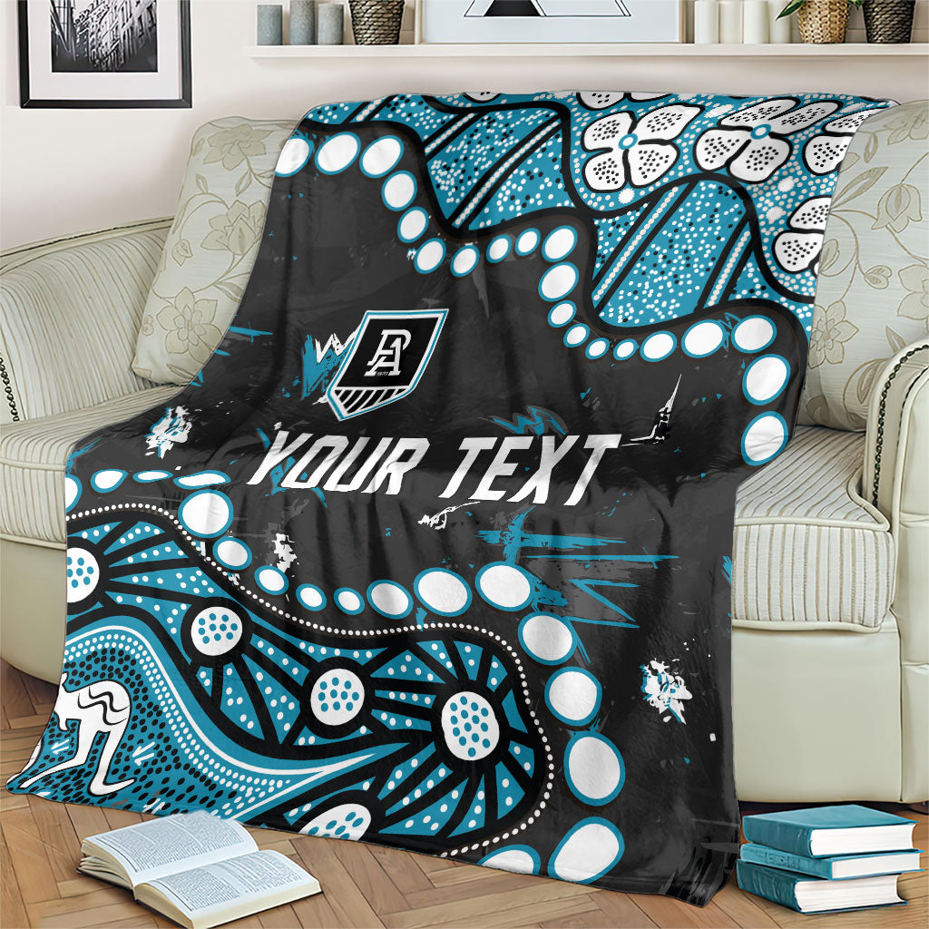 Personalized Port Adelaide Power Blanket Aboriginal Pattern with Graffiti Style