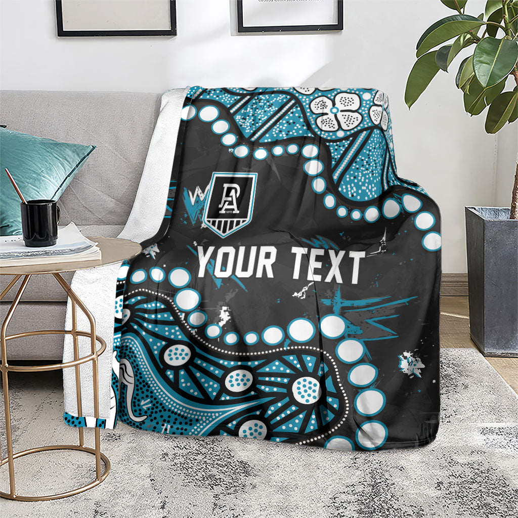 Personalized Port Adelaide Power Blanket Aboriginal Pattern with Graffiti Style