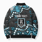 Personalized Port Adelaide Power Bomber Puffer Jacket Aboriginal Pattern with Graffiti Style
