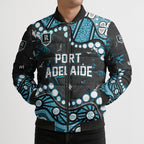 Personalized Port Adelaide Power Bomber Puffer Jacket Aboriginal Pattern with Graffiti Style