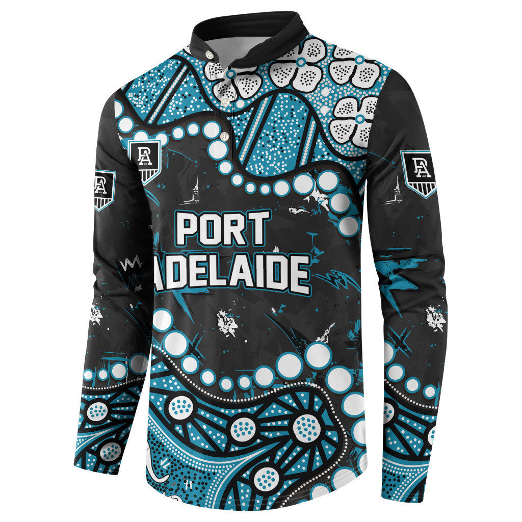 Personalized Port Adelaide Power Button Sweatshirt Aboriginal Pattern with Graffiti Style
