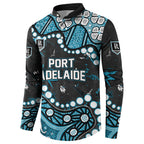 Personalized Port Adelaide Power Button Sweatshirt Aboriginal Pattern with Graffiti Style
