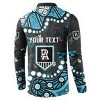 Personalized Port Adelaide Power Button Sweatshirt Aboriginal Pattern with Graffiti Style