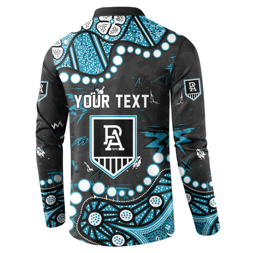 Personalized Port Adelaide Power Button Sweatshirt Aboriginal Pattern with Graffiti Style