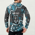 Personalized Port Adelaide Power Button Sweatshirt Aboriginal Pattern with Graffiti Style