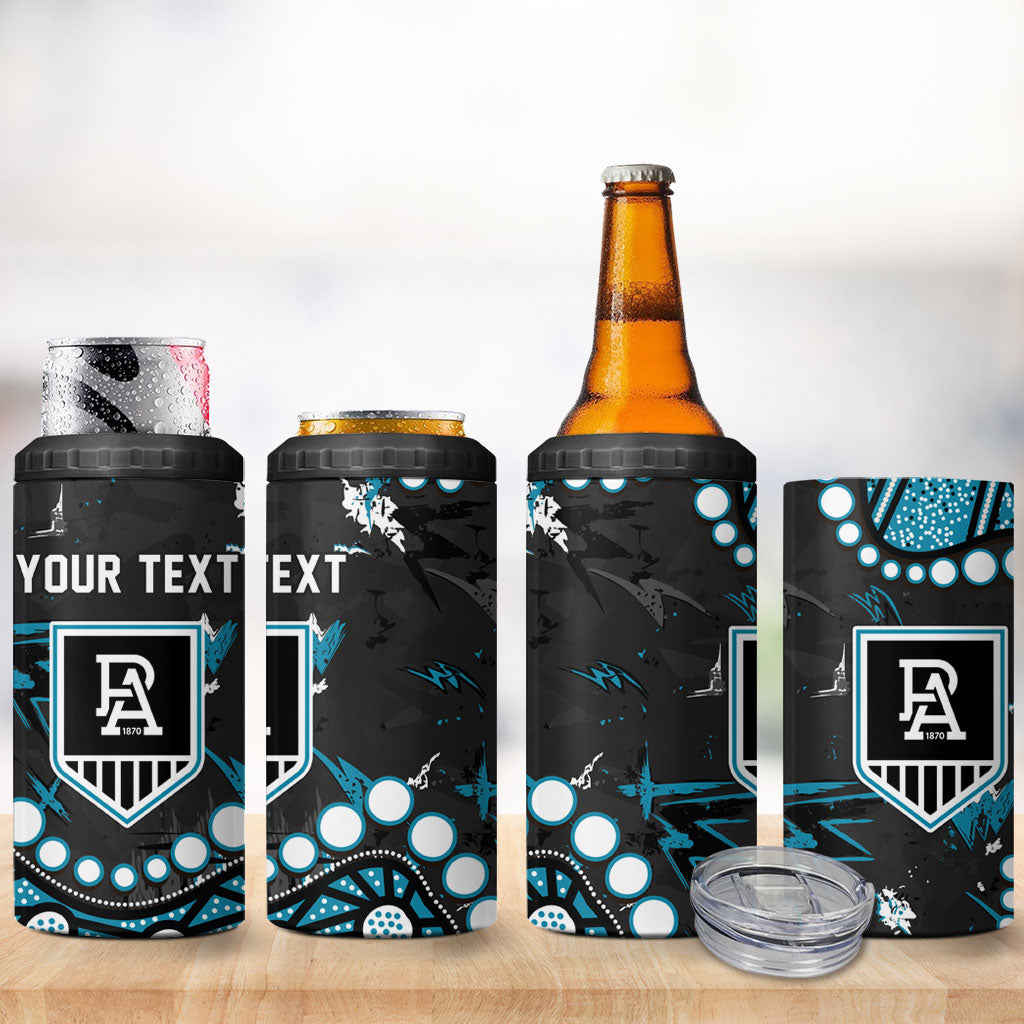 Personalized Port Adelaide Power 4 in 1 Can Cooler Tumbler Aboriginal Pattern with Graffiti Style
