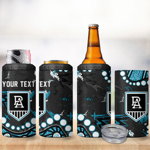 Personalized Port Adelaide Power 4 in 1 Can Cooler Tumbler Aboriginal Pattern with Graffiti Style