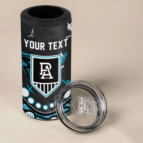 Personalized Port Adelaide Power 4 in 1 Can Cooler Tumbler Aboriginal Pattern with Graffiti Style