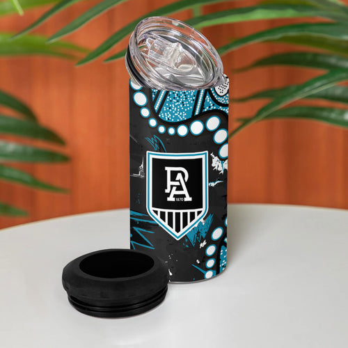 Personalized Port Adelaide Power 4 in 1 Can Cooler Tumbler Aboriginal Pattern with Graffiti Style