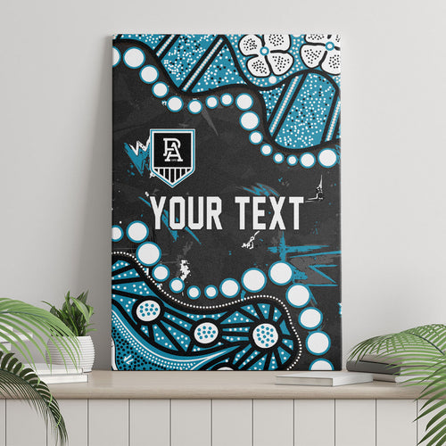 Personalized Port Adelaide Power Canvas Wall Art Aboriginal Pattern with Graffiti Style