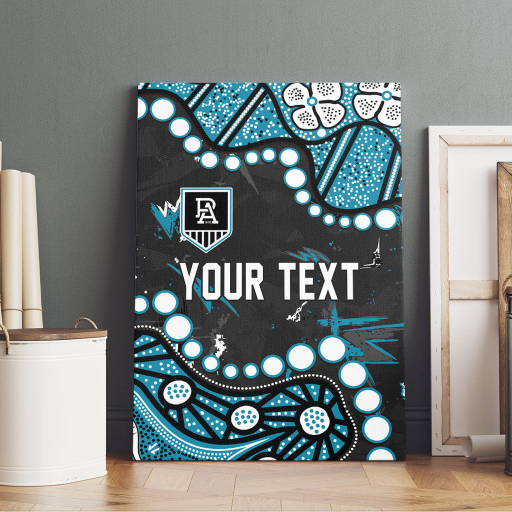Personalized Port Adelaide Power Canvas Wall Art Aboriginal Pattern with Graffiti Style