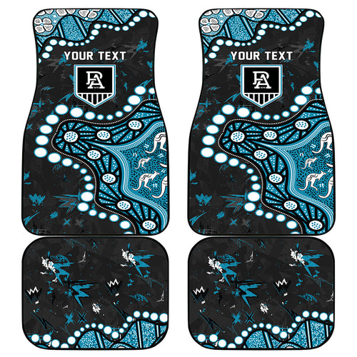 Personalized Port Adelaide Power Car Mats Aboriginal Pattern with Graffiti Style