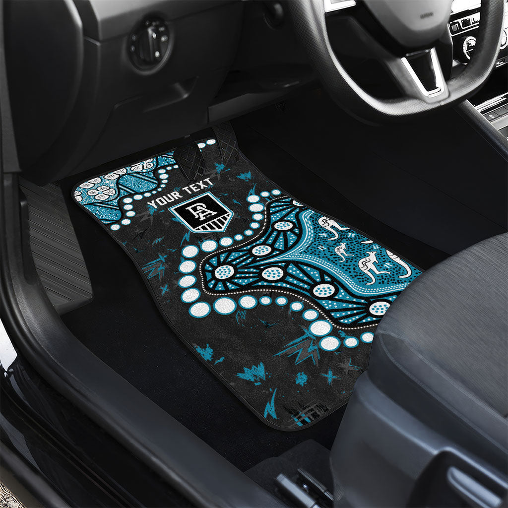 Personalized Port Adelaide Power Car Mats Aboriginal Pattern with Graffiti Style