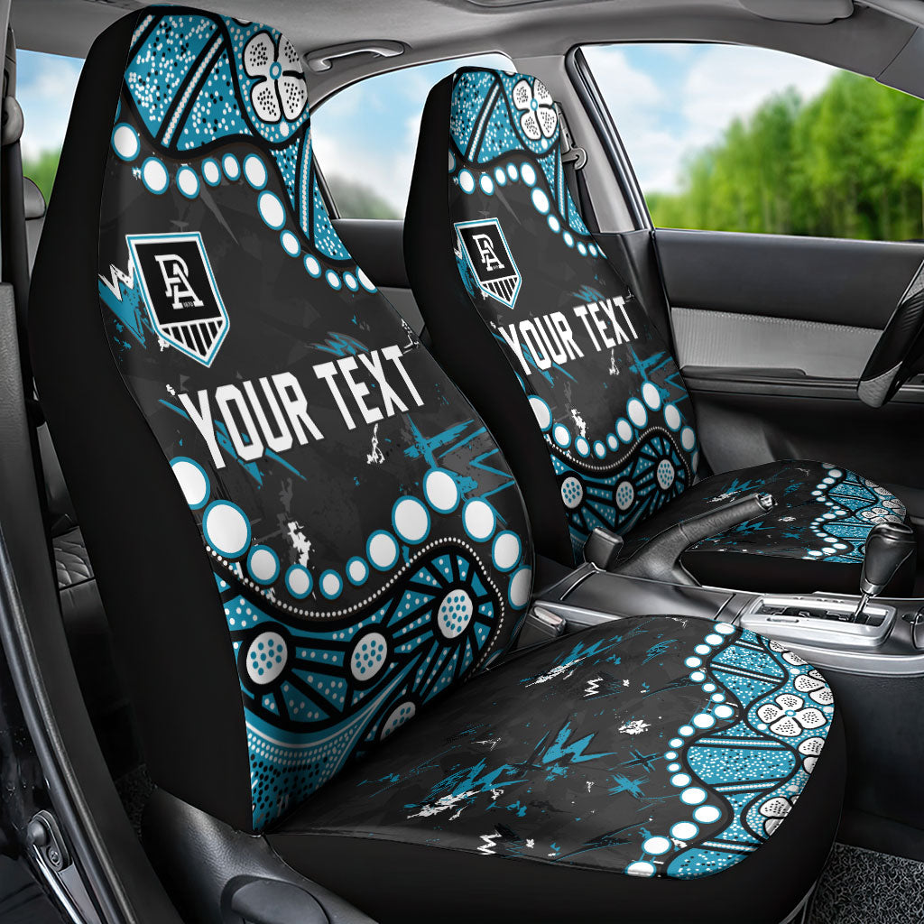 Personalized Port Adelaide Power Car Seat Cover Aboriginal Pattern with Graffiti Style