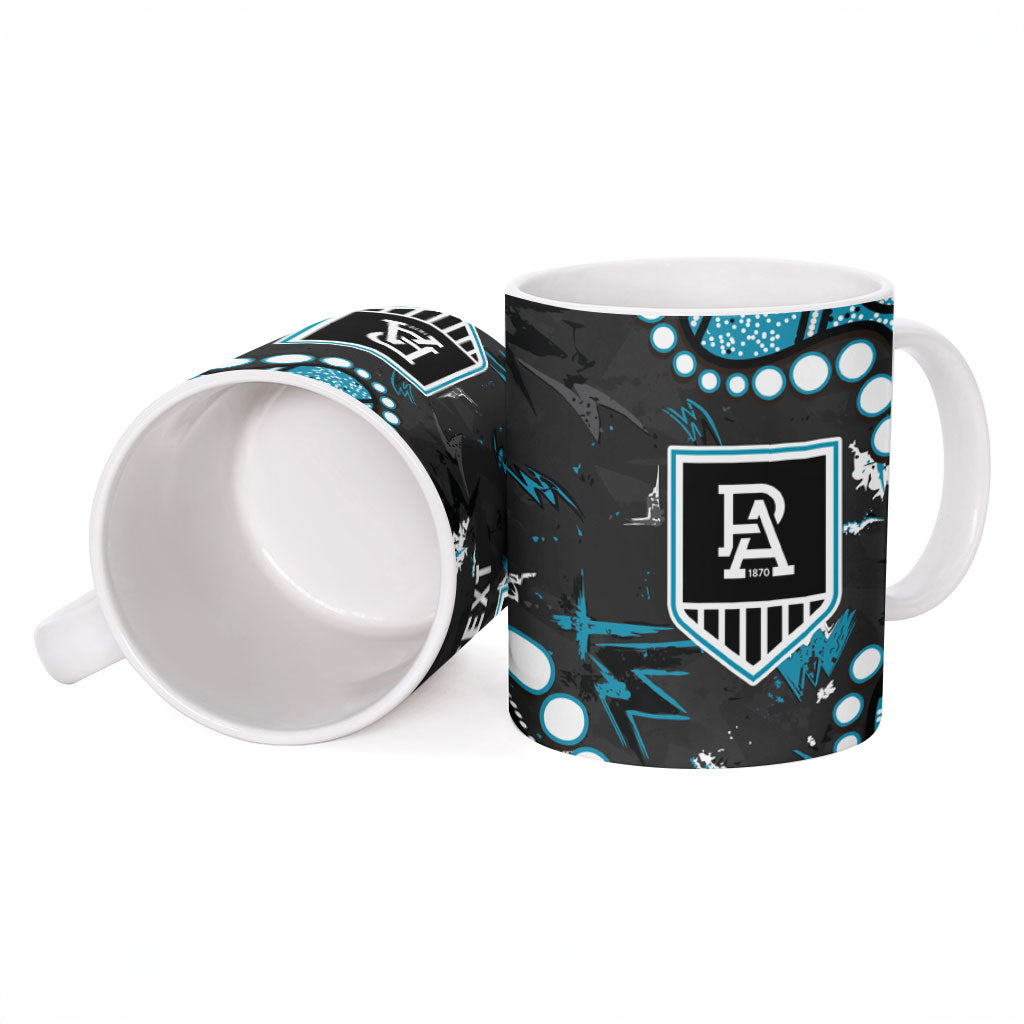Personalized Port Adelaide Power Ceramic Mug Aboriginal Pattern with Graffiti Style
