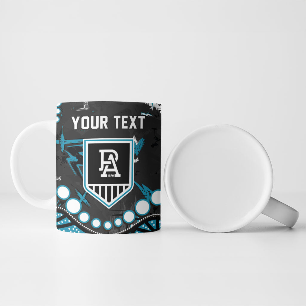 Personalized Port Adelaide Power Ceramic Mug Aboriginal Pattern with Graffiti Style