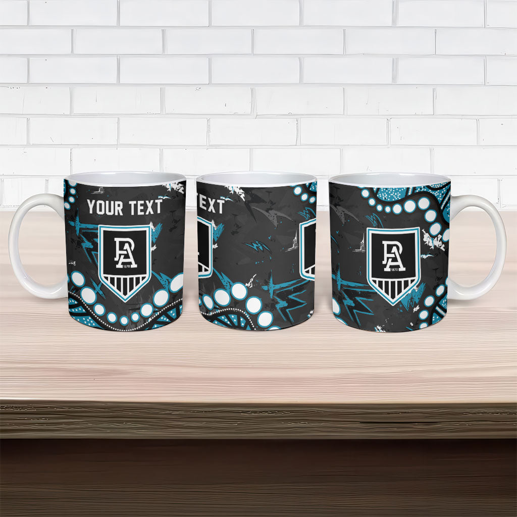 Personalized Port Adelaide Power Ceramic Mug Aboriginal Pattern with Graffiti Style