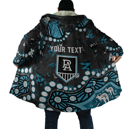 Personalized Port Adelaide Power Cloak Aboriginal Pattern with Graffiti Style