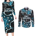 Personalized Port Adelaide Power Couples Matching Long Sleeve Bodycon Dress and Long Sleeve Button Shirt Aboriginal Pattern with Graffiti Style