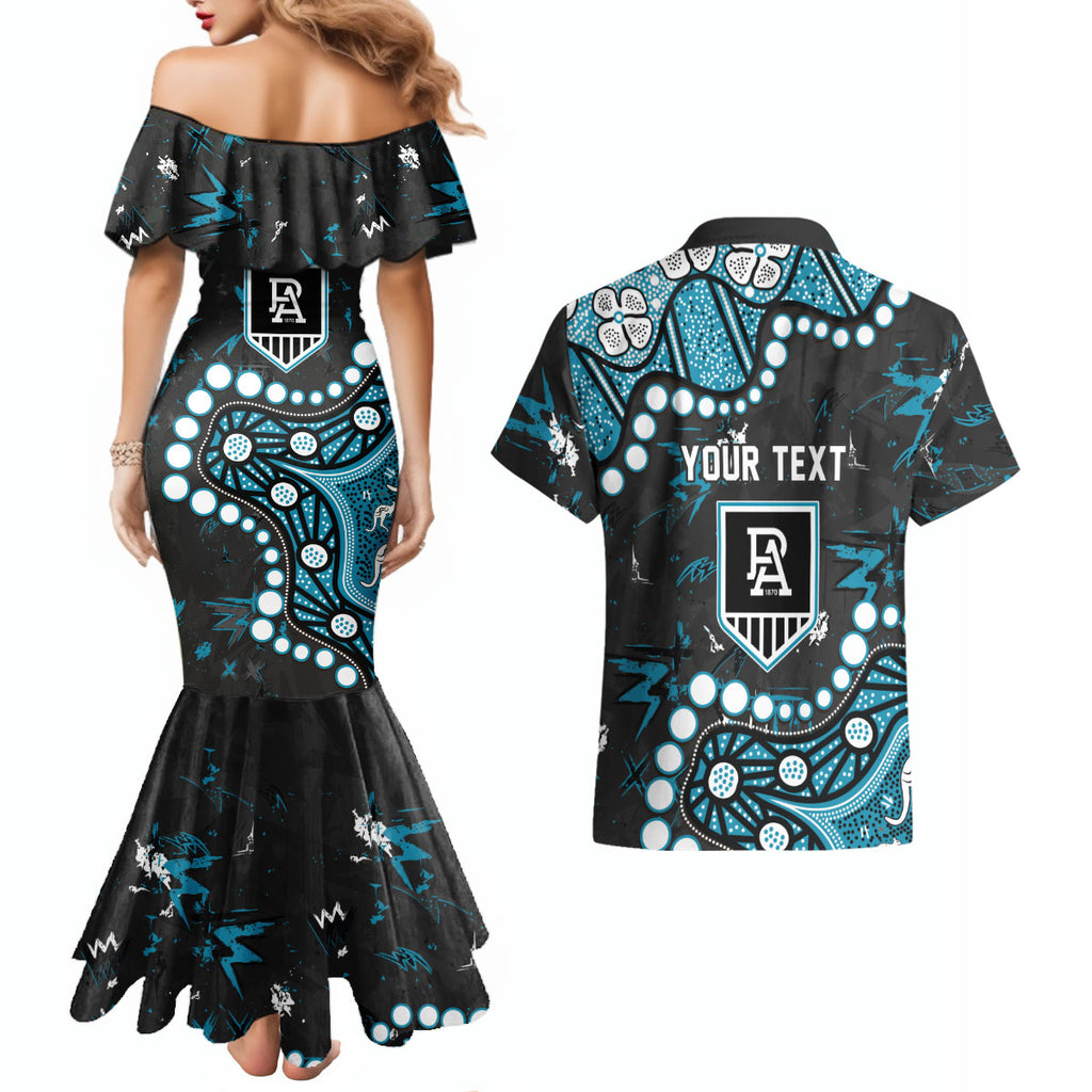 Personalized Port Adelaide Power Couples Matching Mermaid Dress and Hawaiian Shirt Aboriginal Pattern with Graffiti Style