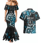 Personalized Port Adelaide Power Couples Matching Mermaid Dress and Hawaiian Shirt Aboriginal Pattern with Graffiti Style