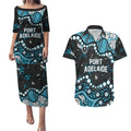Personalized Port Adelaide Power Couples Matching Puletasi and Hawaiian Shirt Aboriginal Pattern with Graffiti Style