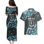 Personalized Port Adelaide Power Couples Matching Puletasi and Hawaiian Shirt Aboriginal Pattern with Graffiti Style