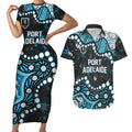 Personalized Port Adelaide Power Couples Matching Short Sleeve Bodycon Dress and Hawaiian Shirt Aboriginal Pattern with Graffiti Style