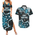 Personalized Port Adelaide Power Couples Matching Summer Maxi Dress and Hawaiian Shirt Aboriginal Pattern with Graffiti Style