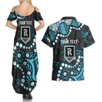 Personalized Port Adelaide Power Couples Matching Summer Maxi Dress and Hawaiian Shirt Aboriginal Pattern with Graffiti Style