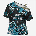 Personalized Port Adelaide Power Cross Shoulder Shirt Aboriginal Pattern with Graffiti Style