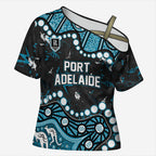 Personalized Port Adelaide Power Cross Shoulder Shirt Aboriginal Pattern with Graffiti Style