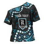 Personalized Port Adelaide Power Cross Shoulder Shirt Aboriginal Pattern with Graffiti Style