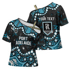 Personalized Port Adelaide Power Cross Shoulder Shirt Aboriginal Pattern with Graffiti Style