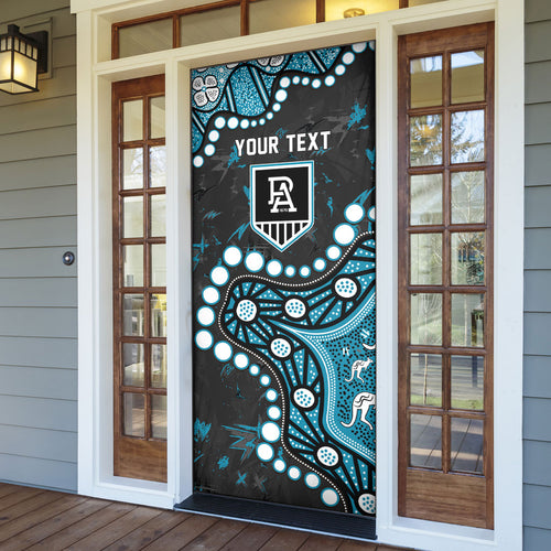 Personalized Port Adelaide Power Door Cover Aboriginal Pattern with Graffiti Style