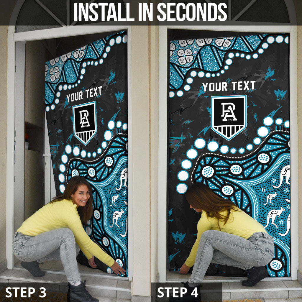 Personalized Port Adelaide Power Door Cover Aboriginal Pattern with Graffiti Style