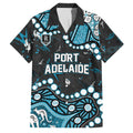 Personalized Port Adelaide Power Family Matching Long Sleeve Bodycon Dress and Hawaiian Shirt Aboriginal Pattern with Graffiti Style