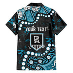 Personalized Port Adelaide Power Family Matching Long Sleeve Bodycon Dress and Hawaiian Shirt Aboriginal Pattern with Graffiti Style
