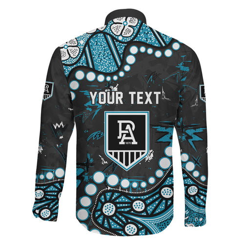 Personalized Port Adelaide Power Family Matching Mermaid Dress and Hawaiian Shirt Aboriginal Pattern with Graffiti Style