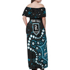 Personalized Port Adelaide Power Family Matching Off Shoulder Maxi Dress and Hawaiian Shirt Aboriginal Pattern with Graffiti Style